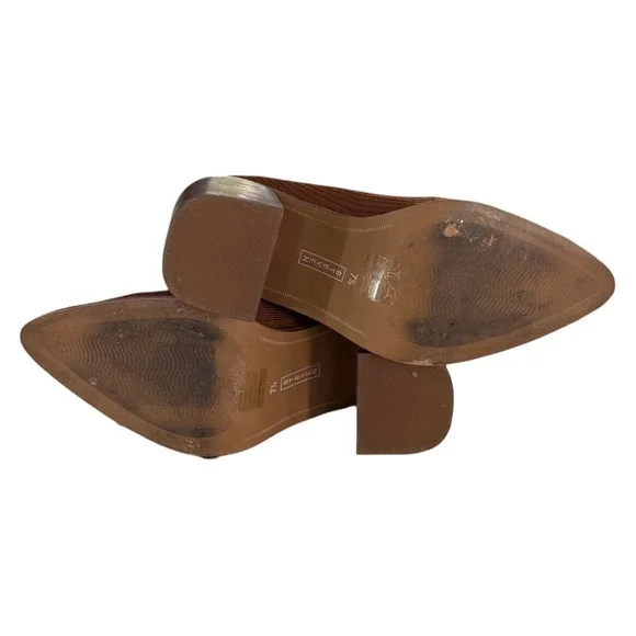 Steven By Steve Madden Nara Sock Booties Camel Brown 7.5 Stacked Block Heel - Picture 8 of 8